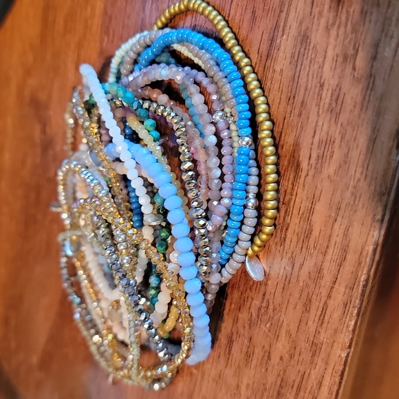 rlxcl Jewelry - RLxCL 7 inch stretch gemstone and vintage bead or cz bradelets. 21 of them